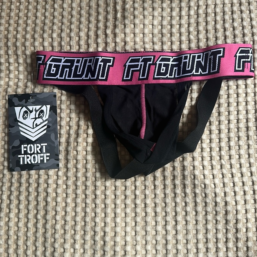 Fort Troff Men's Black and Pink Sheer Mesh Shadow Jockstrap